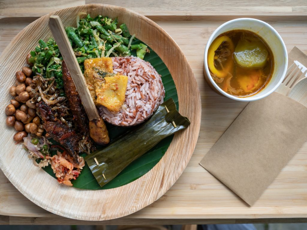 A plate of Balinese food